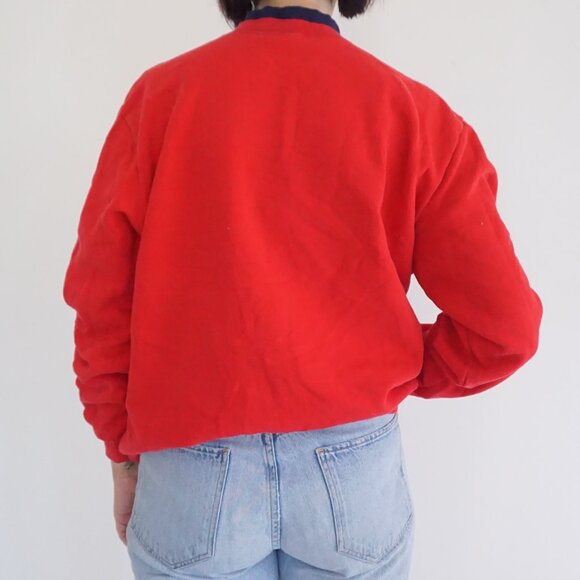 BonWorth Red Cherry Bow Heart Print Cotton Blend Sweatshirt Grandmacore L - Picture 2 of 10